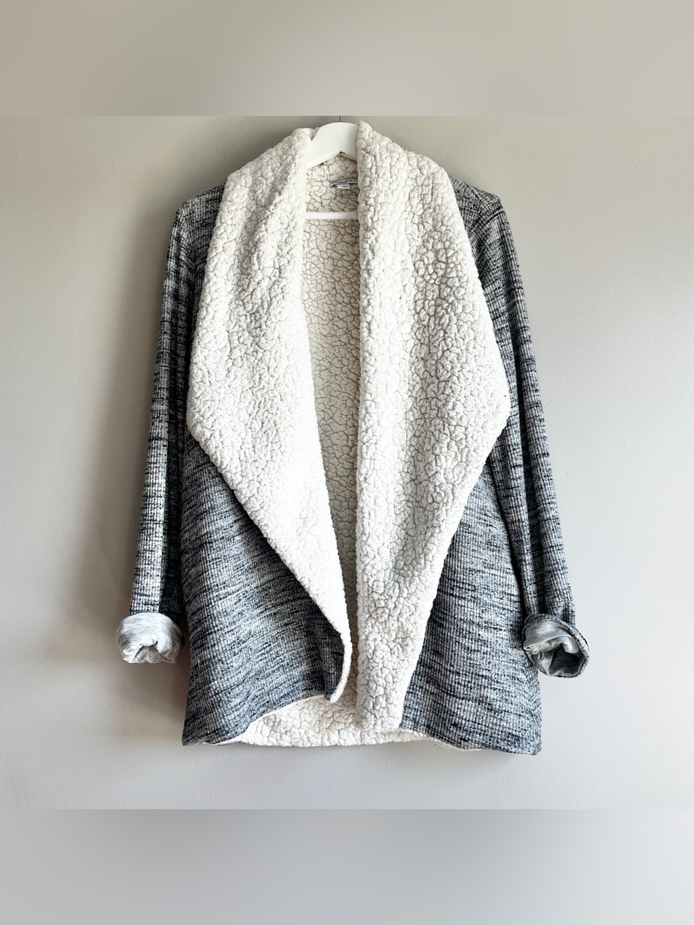 Splendid cardigan sweater womens medium sherpa lined open shawl collar knit cozy